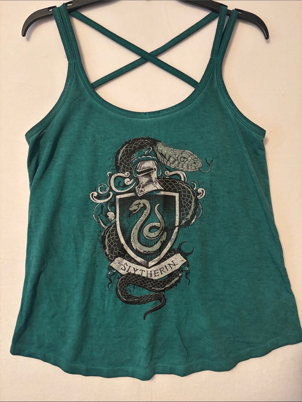Harry Potter Slytherin Women's Green Crisscross Tank Top